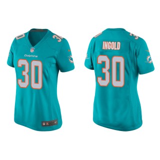 Women's Miami Dolphins Alec Ingold Aqua Game Jersey