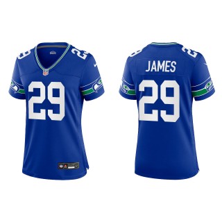 Women's Seahawks D.J. James Royal Throwback Game Jersey