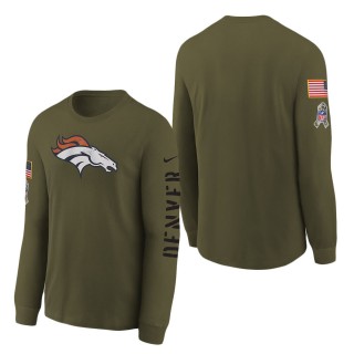 Youth Denver Broncos Olive 2022 Salute To Service Team Logo Long Sleeve T-Shirt